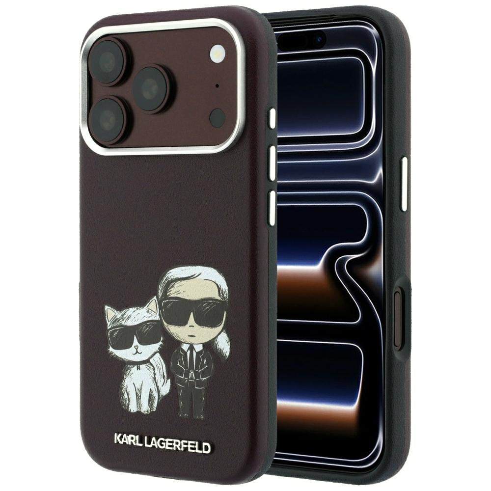 MagSafe-Hülle für Apple iPhone 18 Pro / 17 Pro, Karl Lagerfeld, KC Bodies Sketch, Weinrot