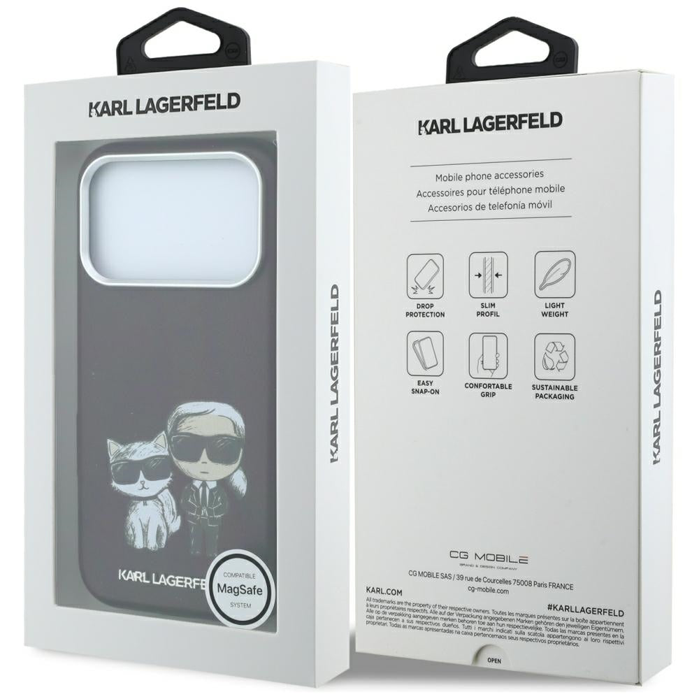 MagSafe-Hülle für Apple iPhone 18 Pro / 17 Pro, Karl Lagerfeld, KC Bodies Sketch, Weinrot