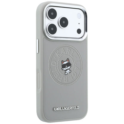 MagSafe-Hülle für Apple iPhone 18 Pro / 17 Pro, Karl Lagerfeld, Point and Choupette Sketch, Grau