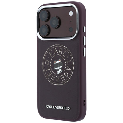 Coque MagSafe pour Apple iPhone 18 Pro / 17 Pro, Karl Lagerfeld, Point and Choupette Sketch, Bordeaux