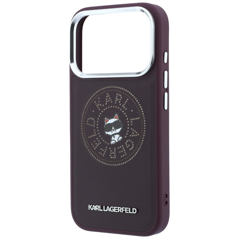 Coque MagSafe pour Apple iPhone 18 Pro / 17 Pro, Karl Lagerfeld, Point and Choupette Sketch, Bordeaux