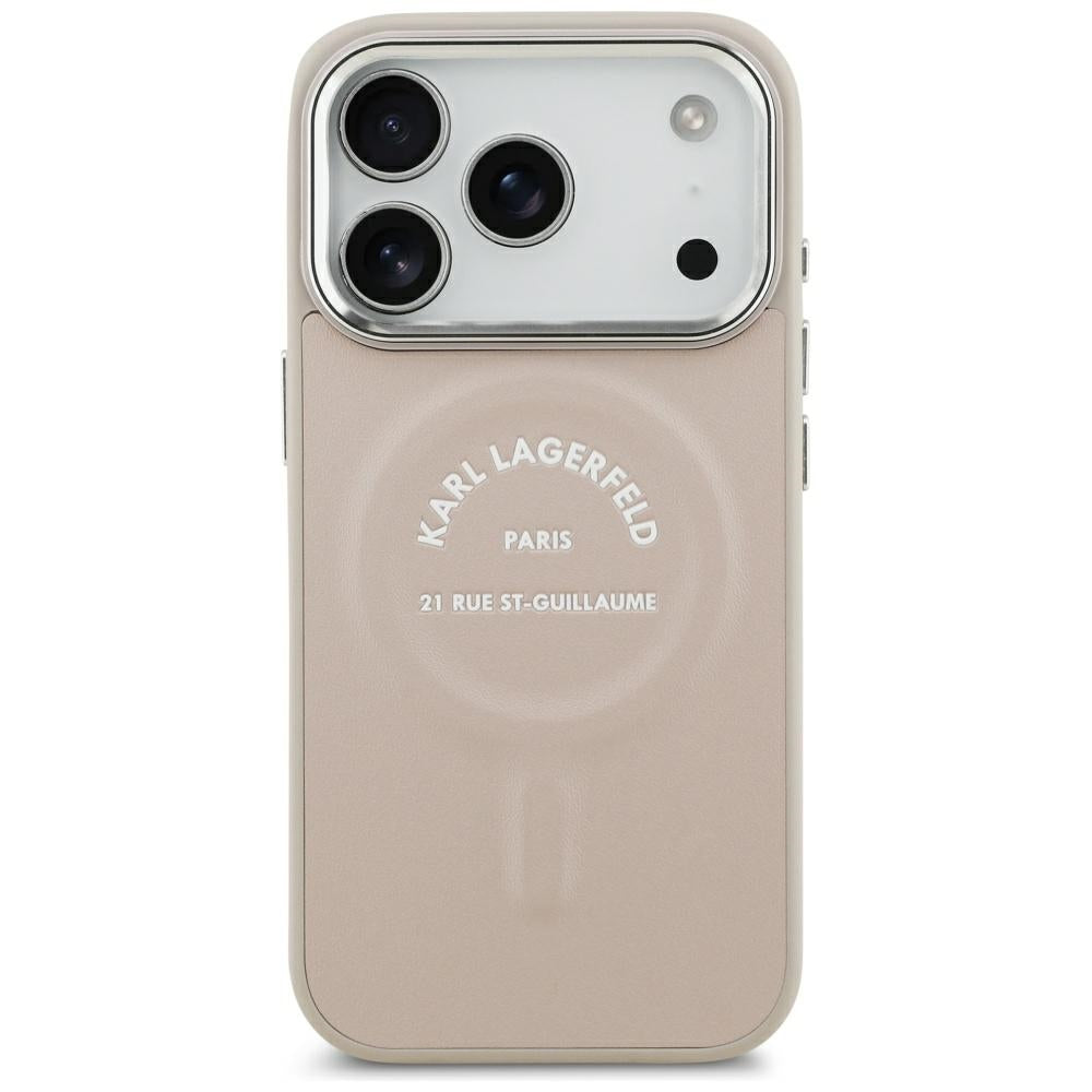 Coque MagSafe pour Apple iPhone 18 Pro / 17 Pro, Karl Lagerfeld, Anneau Logo Karl RSG, Rose