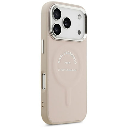 Coque MagSafe pour Apple iPhone 18 Pro / 17 Pro, Karl Lagerfeld, Anneau Logo Karl RSG, Rose