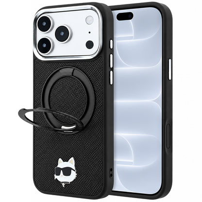 MagSafe Case for Apple iPhone 18 Pro / 17 Pro, Karl Lagerfeld, Ring Stand 360 Choupette Pin, Black