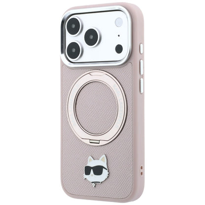 MagSafe-hoesje voor Apple iPhone 18 Pro / 17 Pro, Karl Lagerfeld, Ring Stand 360 Choupette Pin, roze