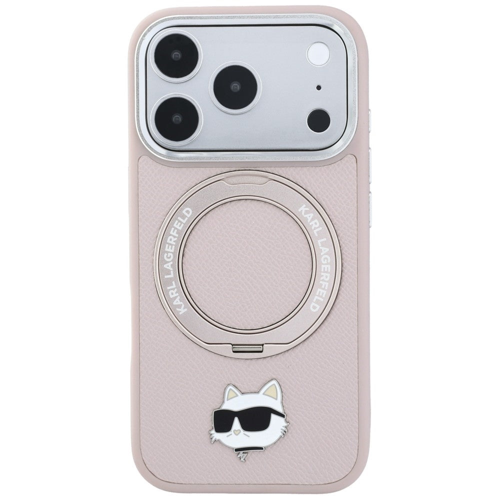 MagSafe-hoesje voor Apple iPhone 18 Pro / 17 Pro, Karl Lagerfeld, Ring Stand 360 Choupette Pin, roze