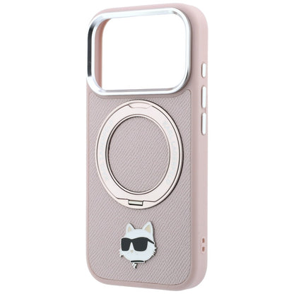 MagSafe-hoesje voor Apple iPhone 18 Pro / 17 Pro, Karl Lagerfeld, Ring Stand 360 Choupette Pin, roze