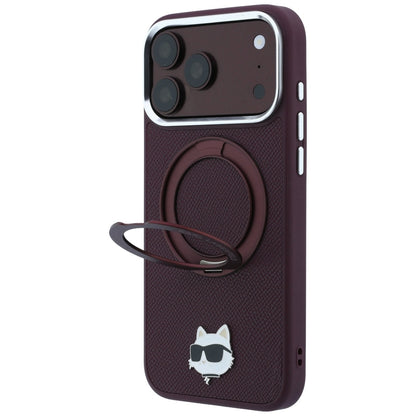 MagSafe-Hülle für Apple iPhone 18 Pro / 17 Pro, Karl Lagerfeld, Ring Stand 360 Choupette Pin, Weinrot