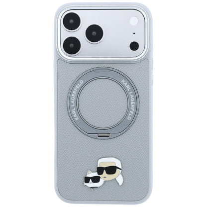 MagSafe-hoesje voor Apple iPhone 18 Pro / 17 Pro, Karl Lagerfeld, Ring Stand 360 Karl & Choupette Pin, grijs
