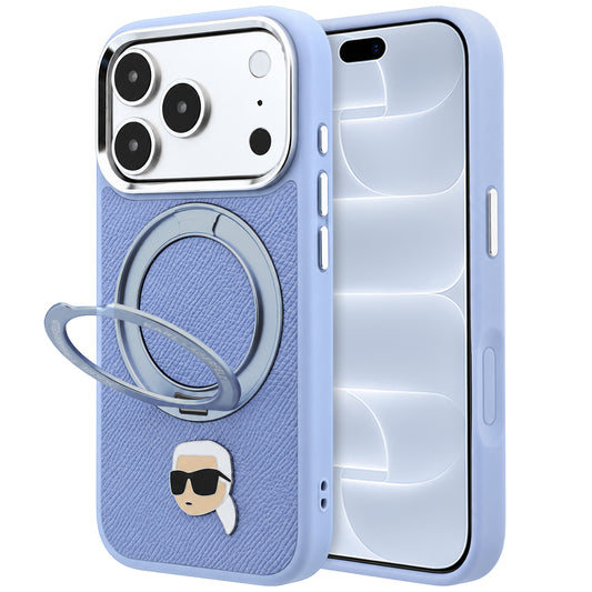 MagSafe-hoesje voor Apple iPhone 18 Pro / 17 Pro, Karl Lagerfeld, Ring Stand 360 Karl Pin, Blauw
