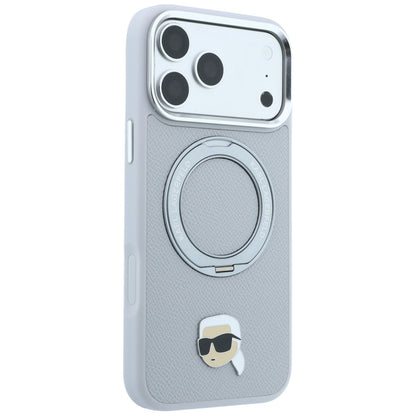 MagSafe-Hülle für Apple iPhone 18 Pro / 17 Pro, Karl Lagerfeld, Ring Stand 360 Karl Pin, Grau