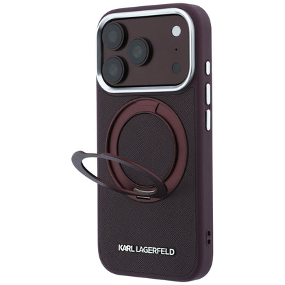 MagSafe-hoesje voor Apple iPhone 18 Pro / 17 Pro, Karl Lagerfeld, Ring Stand 360 Saffiano, bordeauxrood