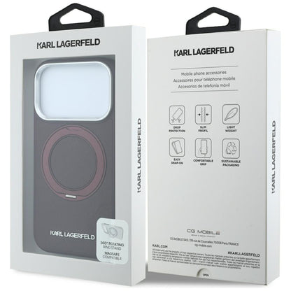 MagSafe-hoesje voor Apple iPhone 18 Pro / 17 Pro, Karl Lagerfeld, Ring Stand 360 Saffiano, bordeauxrood