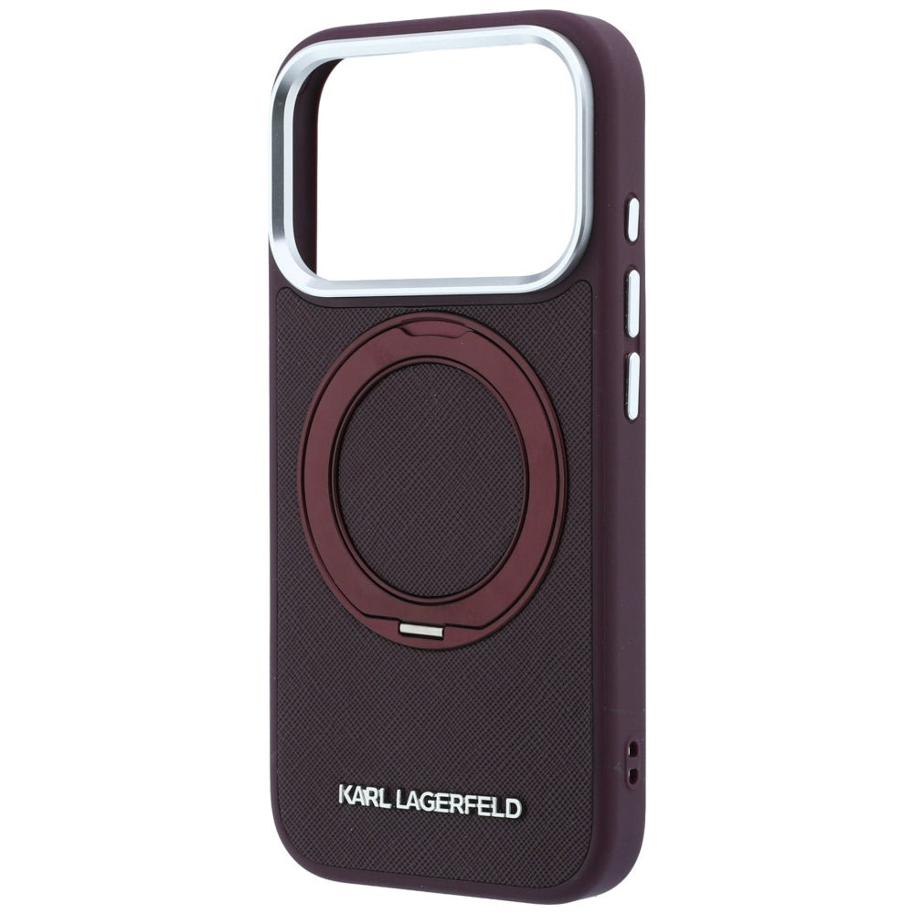 MagSafe-hoesje voor Apple iPhone 18 Pro / 17 Pro, Karl Lagerfeld, Ring Stand 360 Saffiano, bordeauxrood