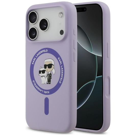 MagSafe-Hülle für Apple iPhone 18 Pro / 17 Pro, Karl Lagerfeld, Silikonring Karl & Choupette, Lila