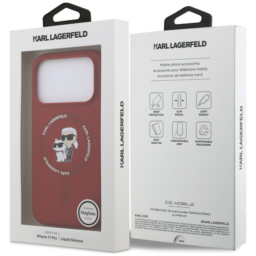 Coque MagSafe pour Apple iPhone 18 Pro / 17 Pro, Karl Lagerfeld, Silicone Ring Karl & Choupette, rose