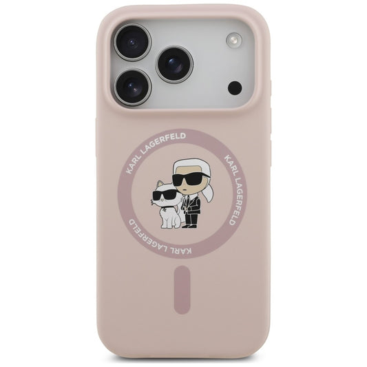 MagSafe-Hülle für Apple iPhone 18 Pro / 17 Pro, Karl Lagerfeld, Silikonring Karl & Choupette, Rosa