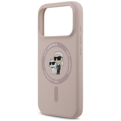MagSafe-hoesje voor Apple iPhone 18 Pro / 17 Pro, Karl Lagerfeld, Silicone Ring Karl & Choupette, roze