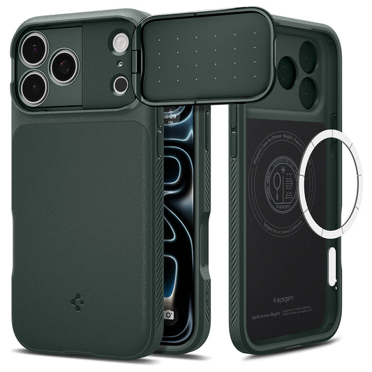 Coque MagSafe pour Apple iPhone 18 Pro / 17 Pro, Spigen, Optik Armor, Vert ACS09954