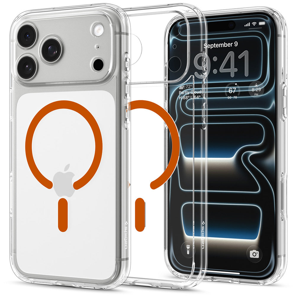 MagSafe-Hülle für Apple iPhone 18 Pro / 17 Pro, Spigen, Ultra Hybrid, Transparent Orange ACS12159