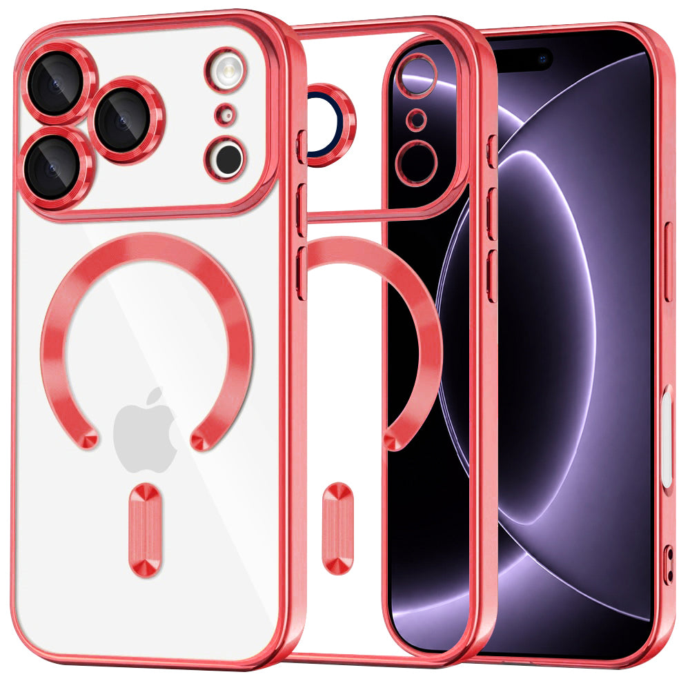 Coque MagSafe pour Apple iPhone 18 Pro / 17 Pro, Techsuit, Luxury Crystal, Rouge