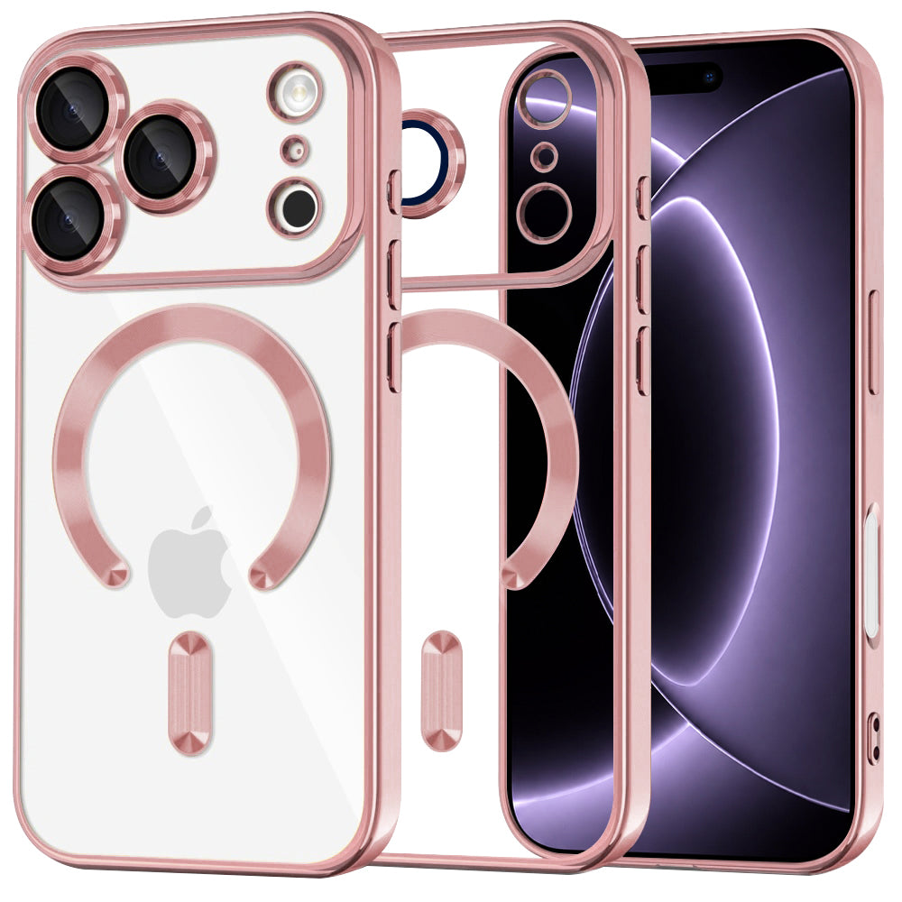 Coque MagSafe pour Apple iPhone 18 Pro / 17 Pro, Techsuit, Luxury Crystal, Rose