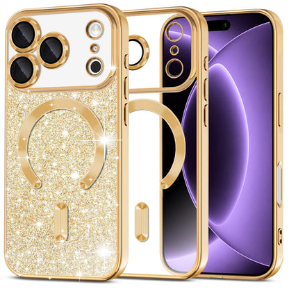 MagSafe-hoesje voor Apple iPhone 18 Pro / 17 Pro, Techsuit, Luxury Glitter, Goud