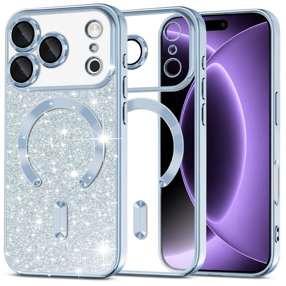 MagSafe-hoesje voor Apple iPhone 18 Pro / 17 Pro, Techsuit, Luxury Glitter, Bleu