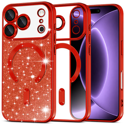MagSafe-hoesje voor Apple iPhone 18 Pro / 17 Pro, Techsuit, Luxury Glitter, Rood