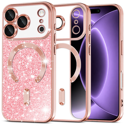 MagSafe-Hülle für Apple iPhone 18 Pro / 17 Pro, Techsuit, Luxury Glitter, Roségold