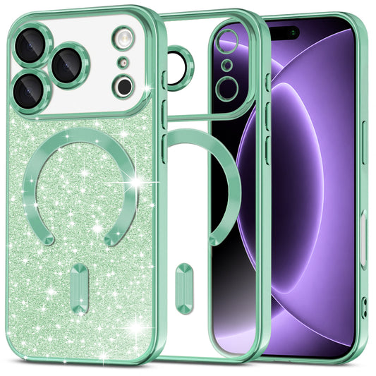 Coque MagSafe pour Apple iPhone 18 Pro / 17 Pro, Techsuit, Luxury Glitter, Vert Clair
