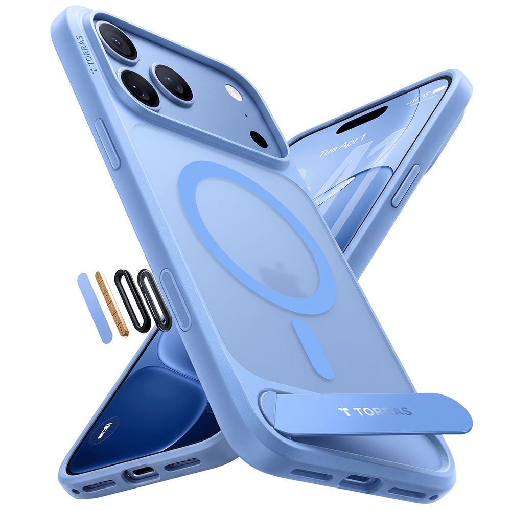MagSafe-Hülle für Apple iPhone 18 Pro / 17 Pro, Torras, Ostand L1 Guardian, Blau