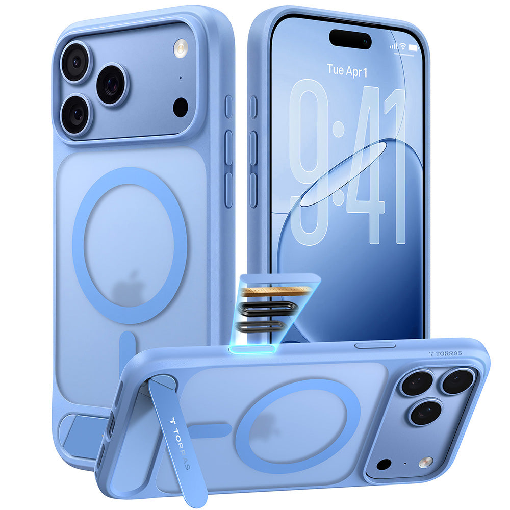 MagSafe-Hülle für Apple iPhone 18 Pro / 17 Pro, Torras, Ostand L1 Guardian, Blau
