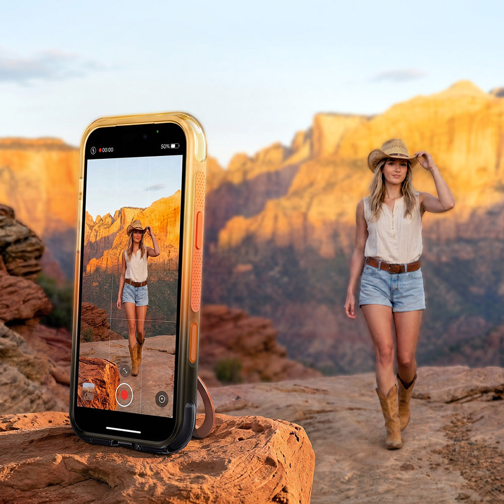 MagSafe Case for Apple iPhone 18 Pro / 17 Pro, Torras, Ostand O3 Air Gradient, Blue Orange