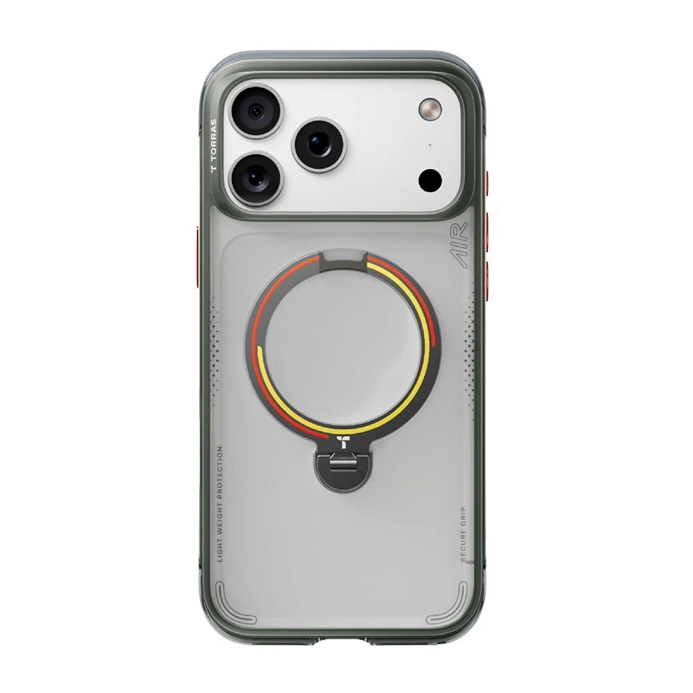 MagSafe-Hülle für Apple iPhone 18 Pro / 17 Pro, Torras, Ostand Q3 Air Football, Grau