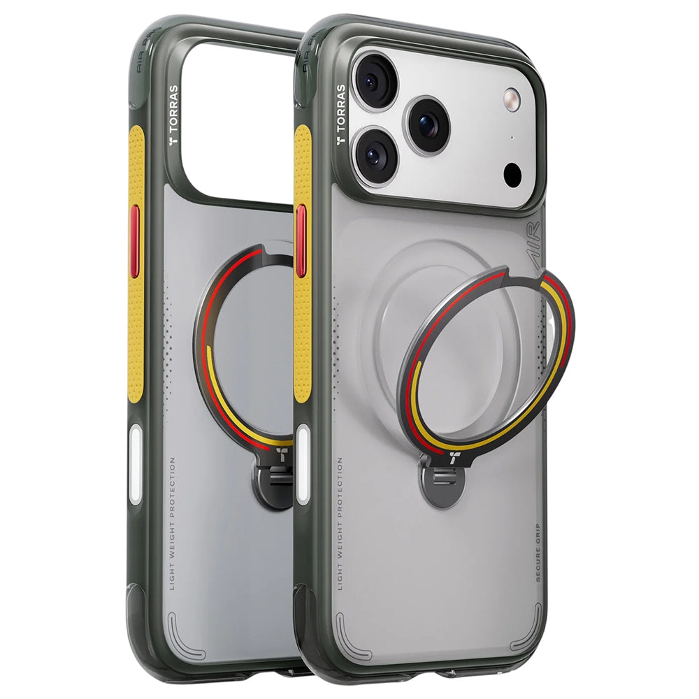 MagSafe-Hülle für Apple iPhone 18 Pro / 17 Pro, Torras, Ostand Q3 Air Football, Grau
