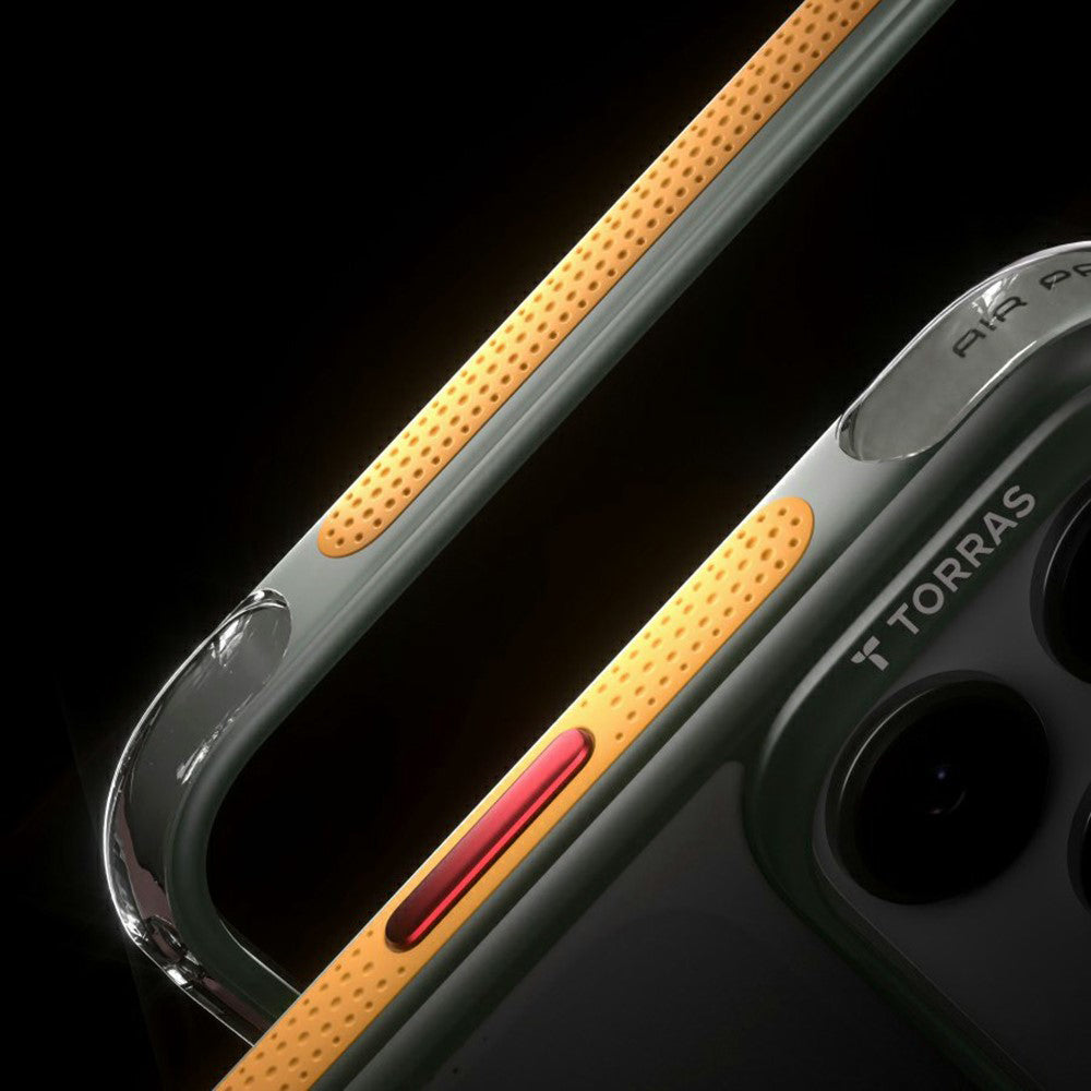 MagSafe-Hülle für Apple iPhone 18 Pro / 17 Pro, Torras, Ostand Q3 Air Football, Grau