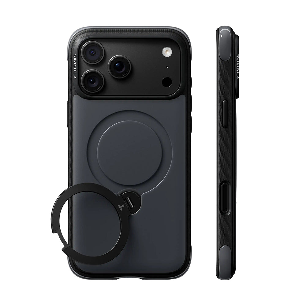 Coque MagSafe pour Apple iPhone 18 Pro / 17 Pro, Torras, Ostand Q3 Rugged, Noire