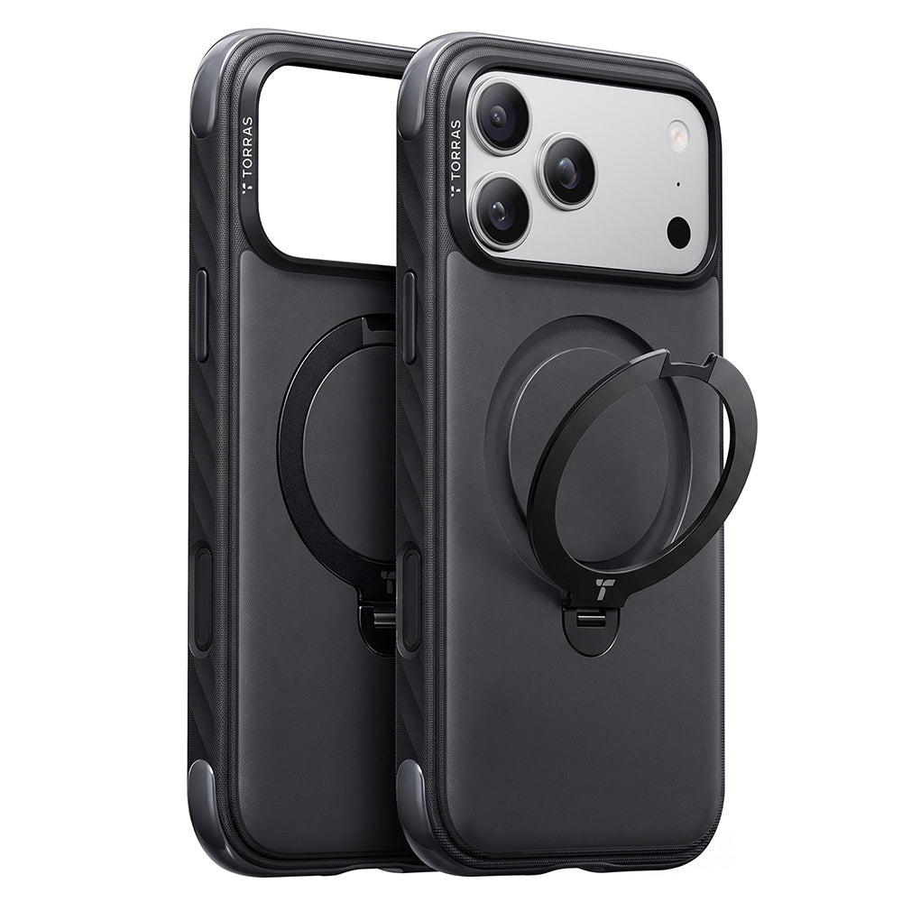Coque MagSafe pour Apple iPhone 18 Pro / 17 Pro, Torras, Ostand Q3 Rugged, Noire