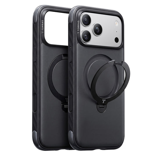 MagSafe-Hülle für Apple iPhone 18 Pro / 17 Pro, Torras, Ostand Q3 Rugged, Schwarz