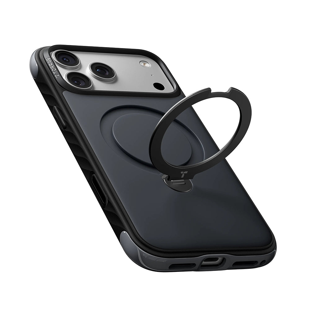 Coque MagSafe pour Apple iPhone 18 Pro / 17 Pro, Torras, Ostand Q3 Rugged, Noire