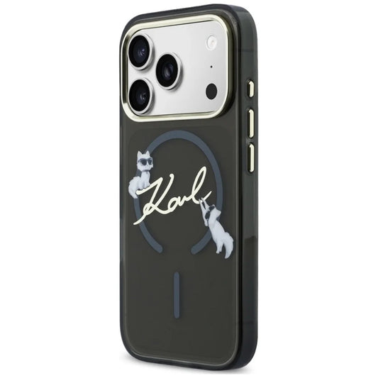 MagSafe-Hülle für Apple iPhone 18 Pro, Karl Lagerfeld, IML Choupette Karl Script Logo, Schwarz