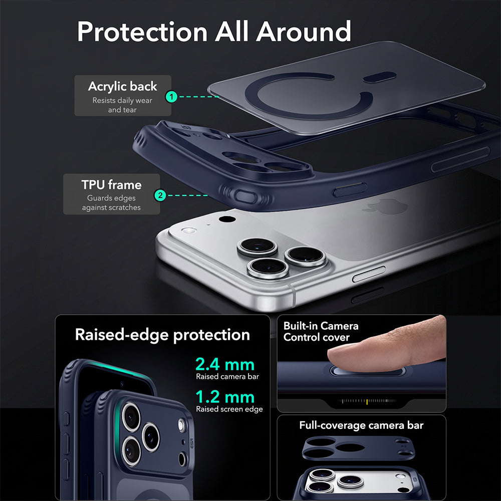 Coque MagSafe pour Apple iPhone 18 Pro Max / 17 Pro Max, ESR, Classic Hybrid, Bleu Satiné