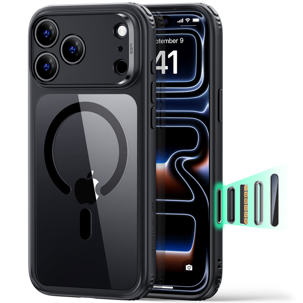 MagSafe-Hülle für Apple iPhone 18 Pro Max / 17 Pro Max, ESR, Classic Hybrid, Schwarz Transparent