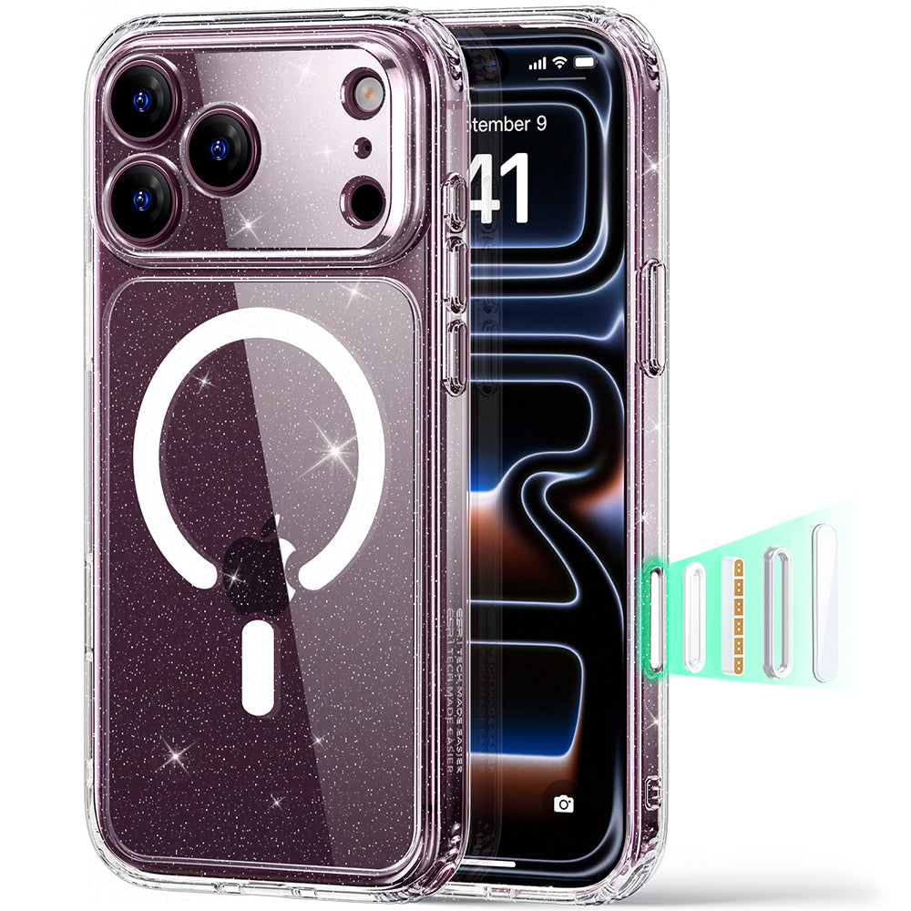 Coque MagSafe pour Apple iPhone 18 Pro Max / 17 Pro Max, ESR, Classic Hybrid Shimmer, Transparente