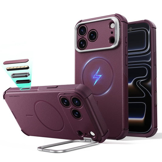 MagSafe-hoes voor Apple iPhone 18 Pro Max / 17 Pro Max, ESR, Cyber Armor Kickstand, Donkerrood Satijn