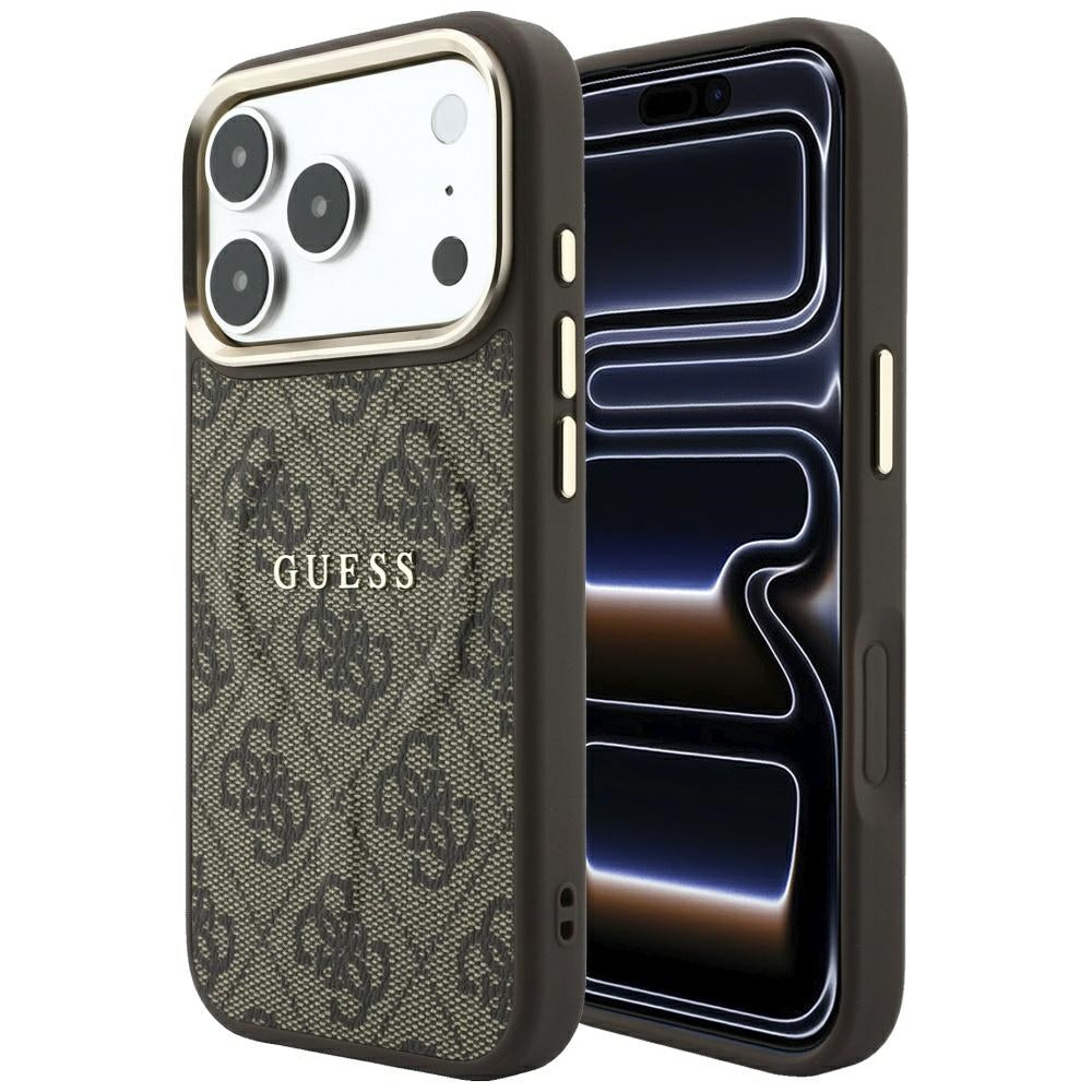 Coque MagSafe pour Apple iPhone 18 Pro Max / 17 Pro Max, Guess, 4G Embossed Classic, Marron