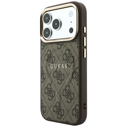 Coque MagSafe pour Apple iPhone 18 Pro Max / 17 Pro Max, Guess, 4G Embossed Classic, Marron