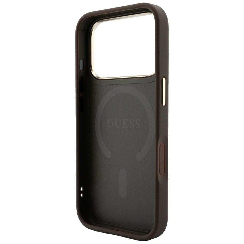 Coque MagSafe pour Apple iPhone 18 Pro Max / 17 Pro Max, Guess, 4G Embossed Classic, Marron