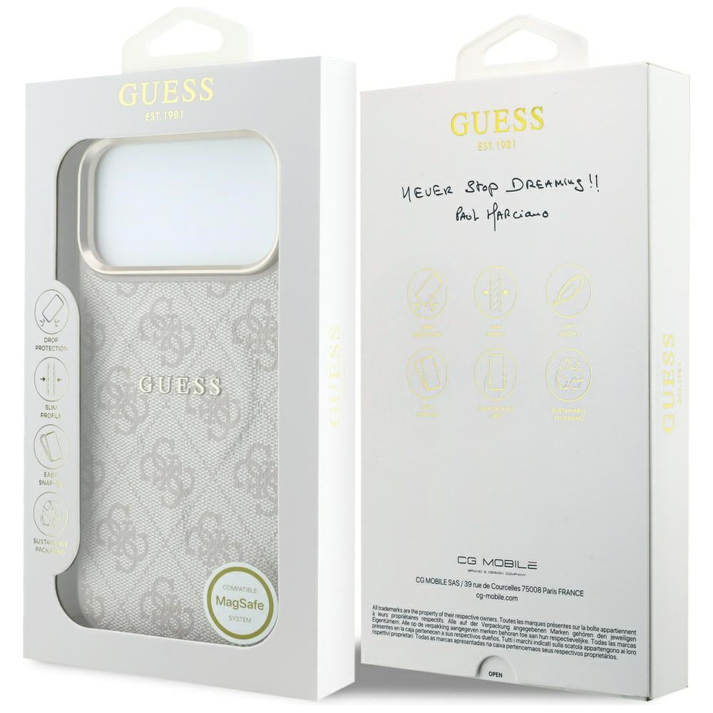 Coque MagSafe pour Apple iPhone 18 Pro Max / 17 Pro Max, Guess, 4G Embossed Classic, Rose